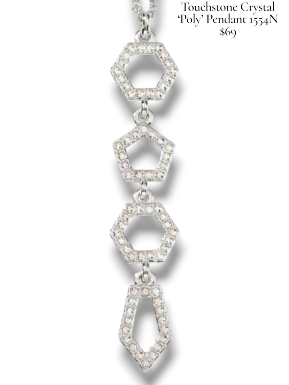 ‘Poly’ Pendant Touchstone Crystal Aurora Boreal Pave Swarovski Geometric BNIB
